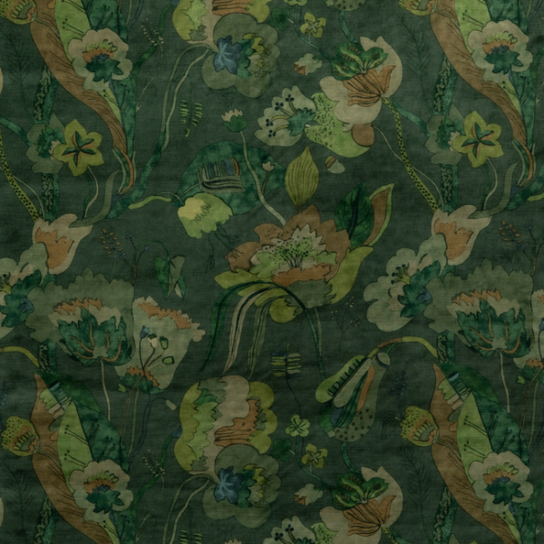 G P & J BAKER SIGNATURE VELVETS CALIFORNIA VELVET - EMERALD upholstery fabric swatch for sample-first furniture planning