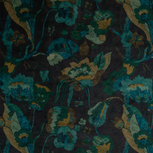 G P & J Baker CALIFORNIA VELVET - INDIGO/TEAL upholstery fabric swatch for sample-first furniture planning