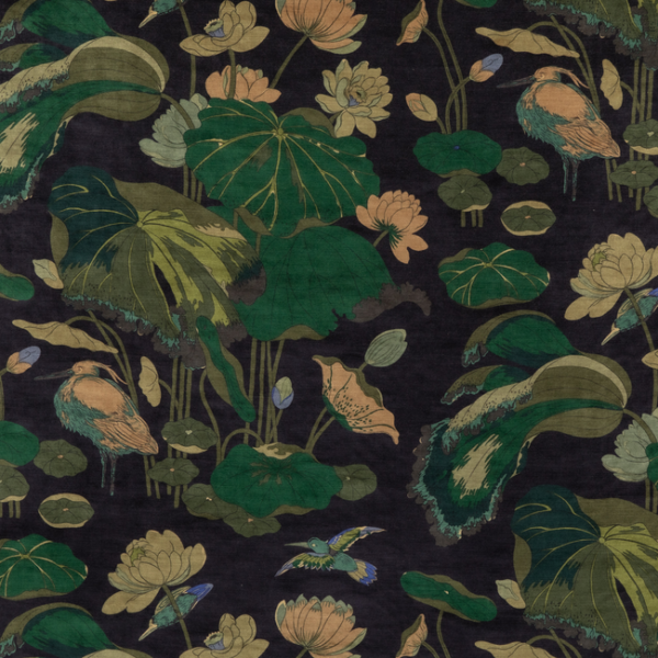 G P & J Baker NYMPHEUS VELVET - INDIGO upholstery fabric swatch for sample-first furniture planning