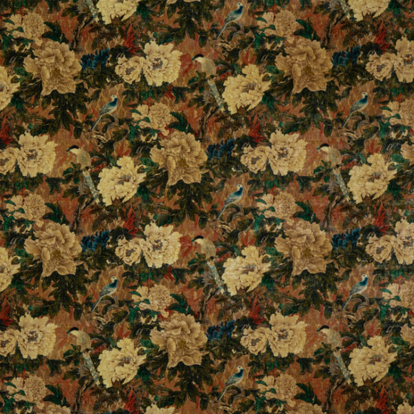 G P & J Baker ORIENTAL GARDEN - JEWEL upholstery fabric swatch for sample-first furniture planning