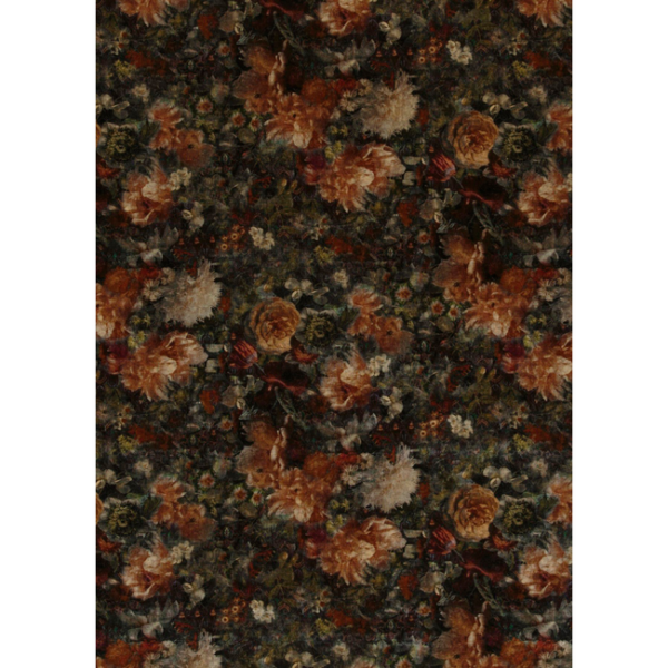 G P & J Baker ROYAL GARDEN VELVET - AMBER/JADE upholstery fabric swatch for sample-first furniture planning