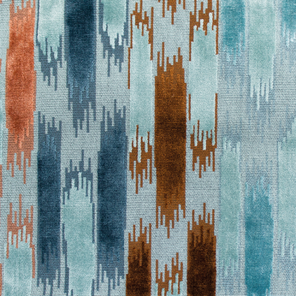 GASTON Y DANIELA NUEVO MUNDO ARAGON - AZUL/TEJA upholstery fabric swatch for sample-first furniture planning
