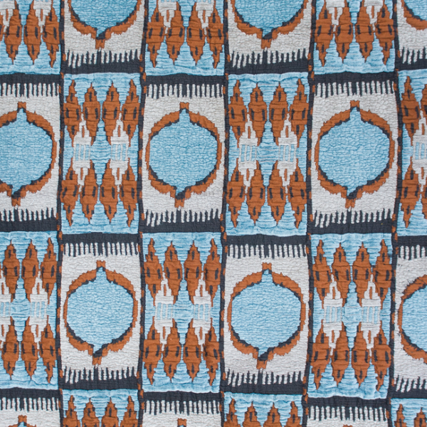 GASTON Y DANIELA NUEVO MUNDO CUZCO - AZUL/TEJA upholstery fabric swatch for sample-first furniture planning