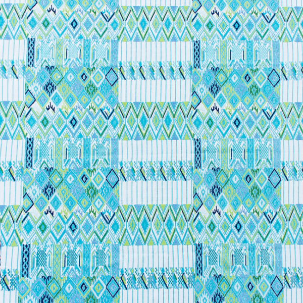 GASTON Y DANIELA NUEVO MUNDO HUIPIL - AGUA/LIMA upholstery fabric swatch for sample-first furniture planning