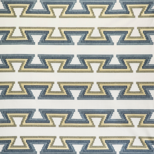 Gaston Y Daniela Trazo - Azul/lima upholstery fabric swatch