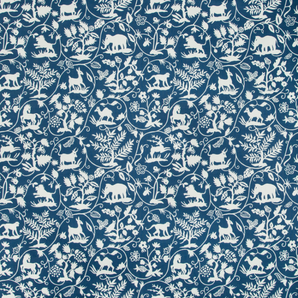 KRAVET BASICS BERMUDA ANIMALTALE - MARINE upholstery fabric swatch for sample-first furniture planning