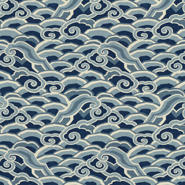 KRAVET BASICS SARAH RICHARDSON HARMONY DECOWAVES - ULTRAMARINE upholstery fabric swatch for sample-first furniture planning