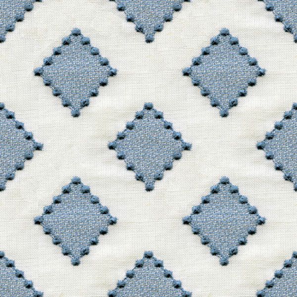 KRAVET BASICS SARAH RICHARDSON HARMONY DIAMONDOTS - INDIGO upholstery fabric swatch for sample-first furniture planning