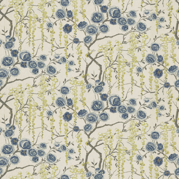 KRAVET BASICS SARAH RICHARDSON HARMONY PEONYTREE - ULTRAMARINE upholstery fabric swatch for sample-first furniture planning