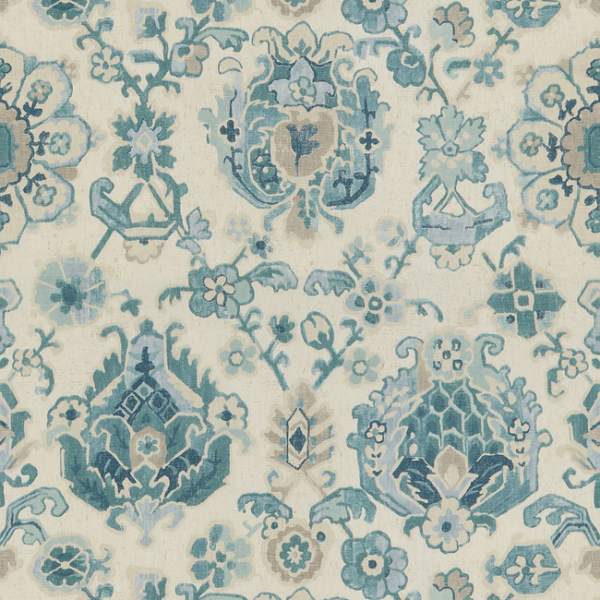 KRAVET BASICS SARAH RICHARDSON HARMONY SAROUKRUG - AQUAMARINE upholstery fabric swatch for sample-first furniture planning