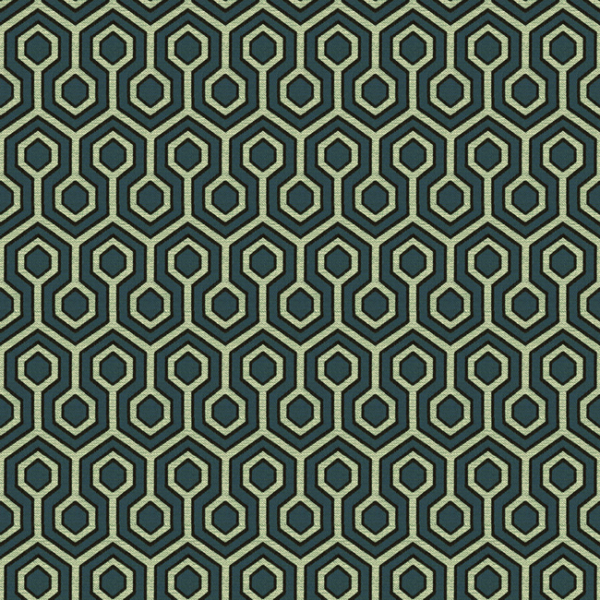 KRAVET CONTRACT DAVID HICKS GUARANTEED IN STOCK HEXAGONAL HOUSE - BLUE OPAL upholstery fabric swatch for sample-first furniture planning
