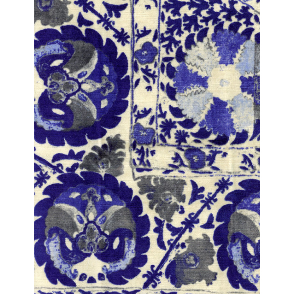 KRAVET COUTURE ANDREW MARTIN CLARENDON IZNIK - COBALT upholstery fabric swatch for sample-first furniture planning