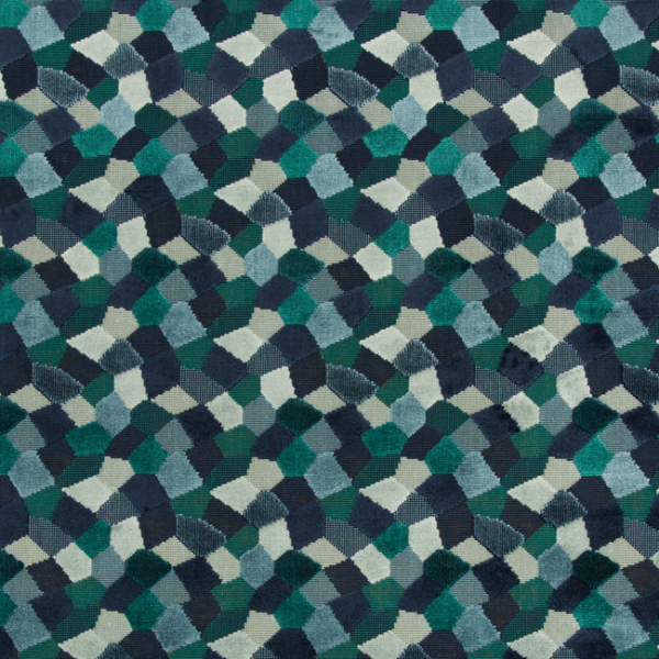 KRAVET COUTURE ARTISAN VELVETS MODERN MOSAIC - PEACOCK upholstery fabric swatch for sample-first furniture planning