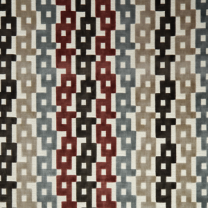 Couture Chain Velvet - Paprika/grey upholstery fabric swatch
