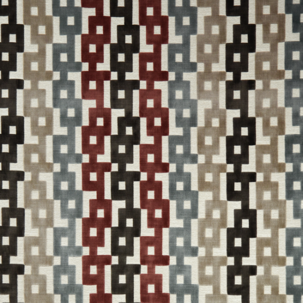 KRAVET COUTURE CHAIN VELVET - PAPRIKA/GREY upholstery fabric swatch for sample-first furniture planning