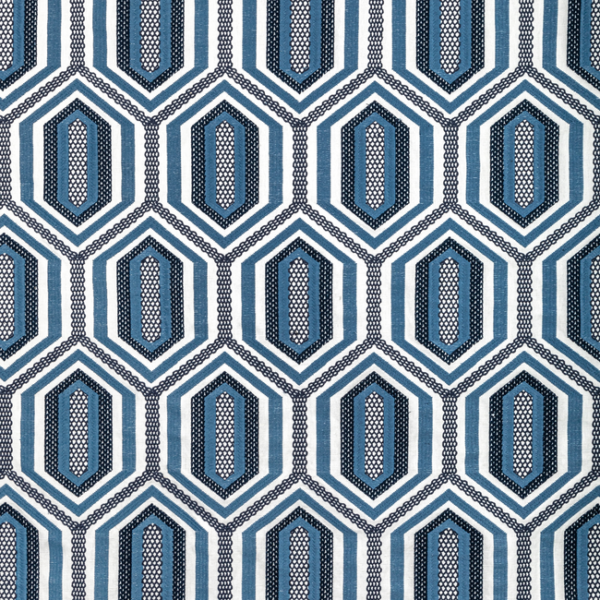 KRAVET COUTURE COREY DAMEN JENKINS TRAD NOUVEAU KALEIDOSCOPE EMB - INK upholstery fabric swatch for sample-first furniture planning