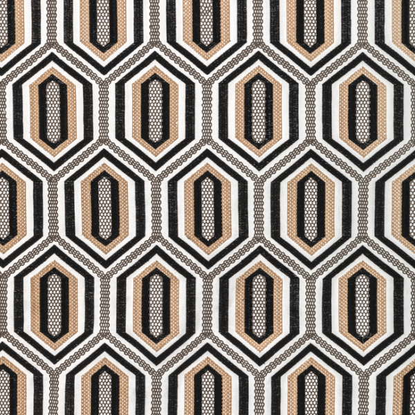 KRAVET COUTURE COREY DAMEN JENKINS TRAD NOUVEAU KALEIDOSCOPE EMB - ONYX upholstery fabric swatch for sample-first furniture planning