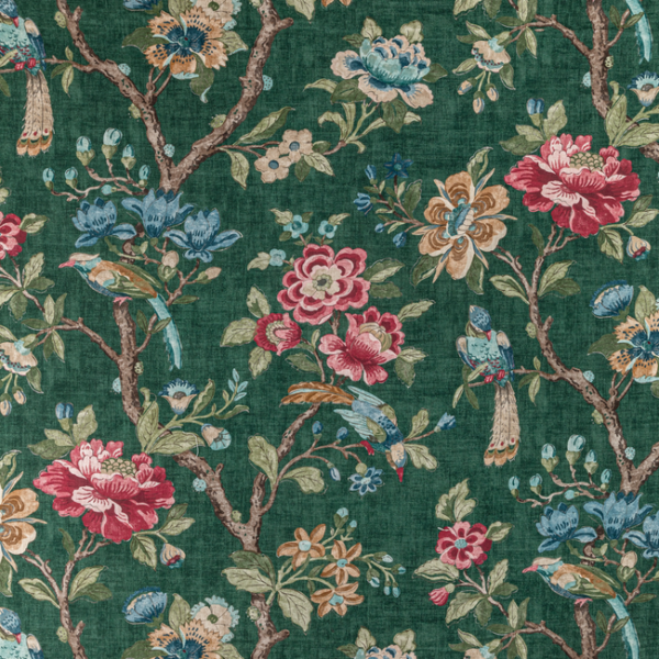 KRAVET COUTURE COREY DAMEN JENKINS TRAD NOUVEAU SYMPHONY - EMERALD upholstery fabric swatch for sample-first furniture planning