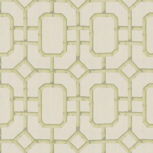 Couture Jan Showers Designs Glamorous Bambu Fret - Celery upholstery fabric swatch