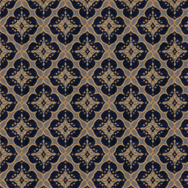 KRAVET COUTURE ORNAMENT ACCENT - INDIGO upholstery fabric swatch for sample-first furniture planning