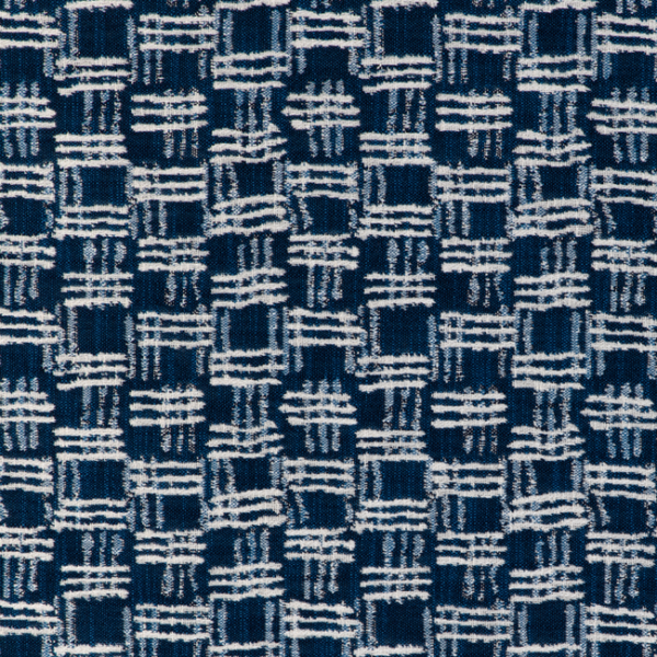 KRAVET COUTURE RIVIERA COLLECTION CROSS WAVES - MARINE upholstery fabric swatch for sample-first furniture planning