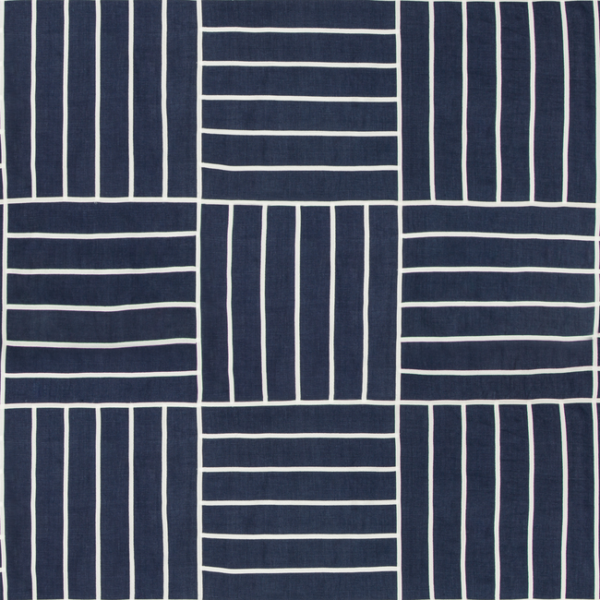 KRAVET DESIGN BARCLAY BUTERA SAGAMORE LOCAL GRID - INDIGO upholstery fabric swatch for sample-first furniture planning