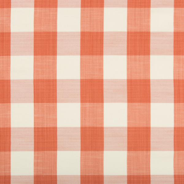 KRAVET DESIGN BRIGITTA CHECK - CORAL upholstery fabric swatch for sample-first furniture planning