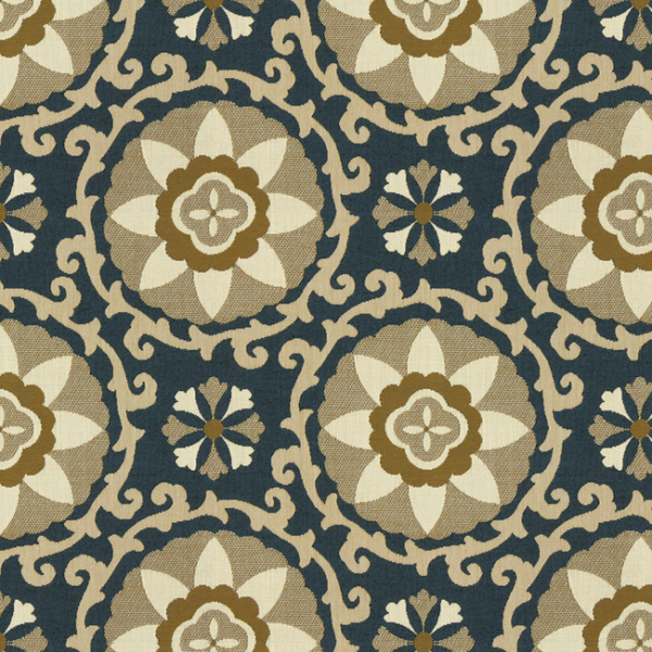 KRAVET DESIGN OCEANIA EXPLORER EXOTIC SUZANI - SAPPHIRE upholstery fabric swatch for sample-first furniture planning
