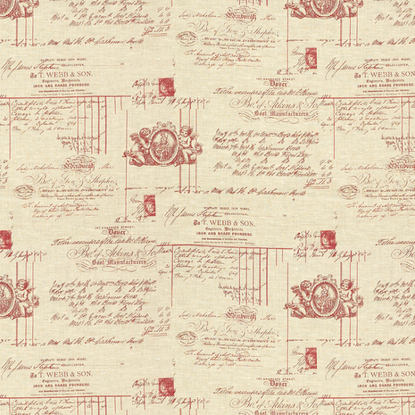 KRAVET DESIGN VIE DE CAMPAGNE AEROGRAMME - ROUGE upholstery fabric swatch for sample-first furniture planning