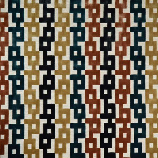 Kravet Couture CHAIN VELVET - CLAY/TEAL upholstery fabric swatch for sample-first furniture planning