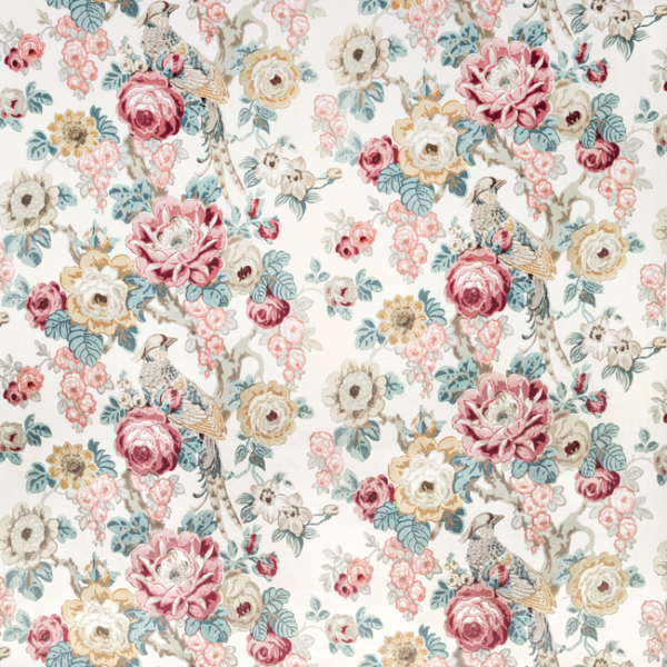 LEE JOFA AVONDALE AVONDALE PRINT - RUBY/SPICE upholstery fabric swatch for sample-first furniture planning