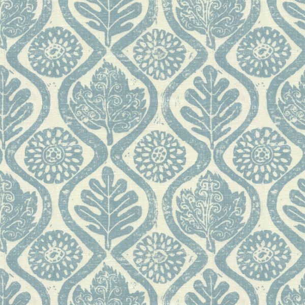 LEE JOFA BLITHFIELD OAKLEAVES - BLUE upholstery fabric swatch for sample-first furniture planning