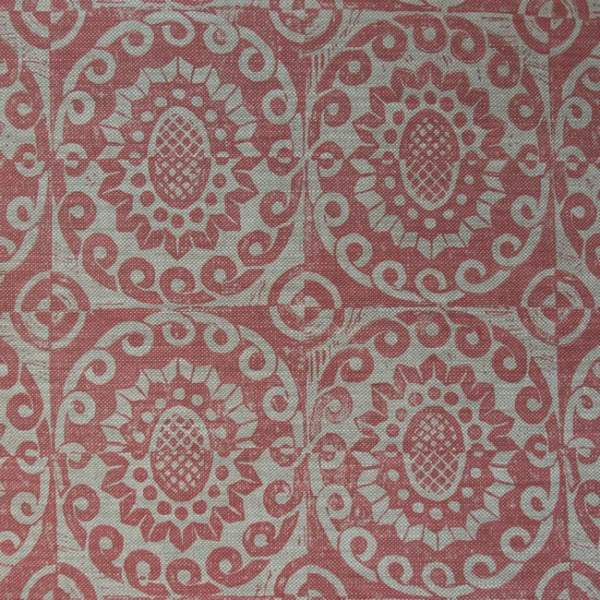 LEE JOFA BLITHFIELD PINEAPPLE ON OATMEAL - PINK upholstery fabric swatch for sample-first furniture planning