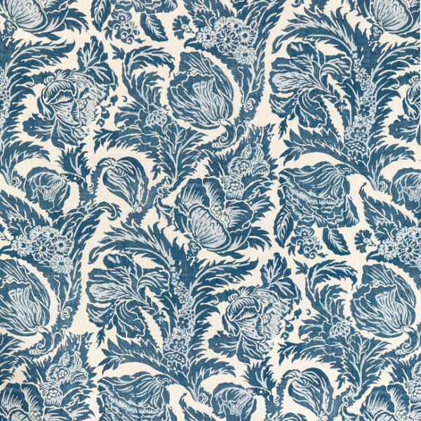 LEE JOFA BRECKENRIDGE MARION PRINT - DENIM upholstery fabric swatch for sample-first furniture planning