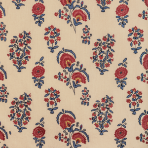 Bunny Williams Arcadia Mead Embroidery - Red/blue upholstery fabric swatch