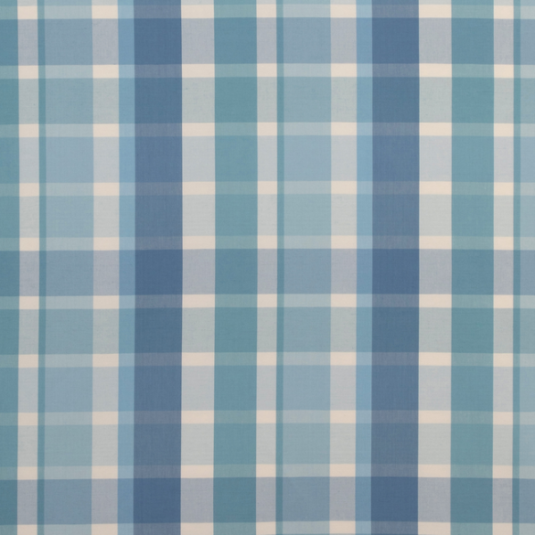 LEE JOFA HIGHFIELD STRIPES AND PLAIDS FISHER PLAID - CAPRI/SKY upholstery fabric swatch for sample-first furniture planning