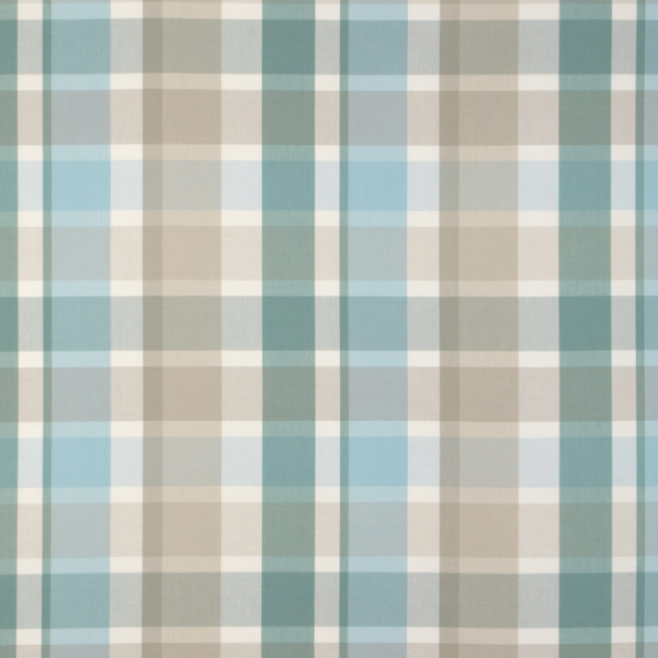 LEE JOFA HIGHFIELD STRIPES AND PLAIDS FISHER PLAID - SKY/STONE upholstery fabric swatch for sample-first furniture planning