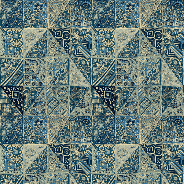 LEE JOFA INDIAN BLOCKS - BLUES upholstery fabric swatch for sample-first furniture planning