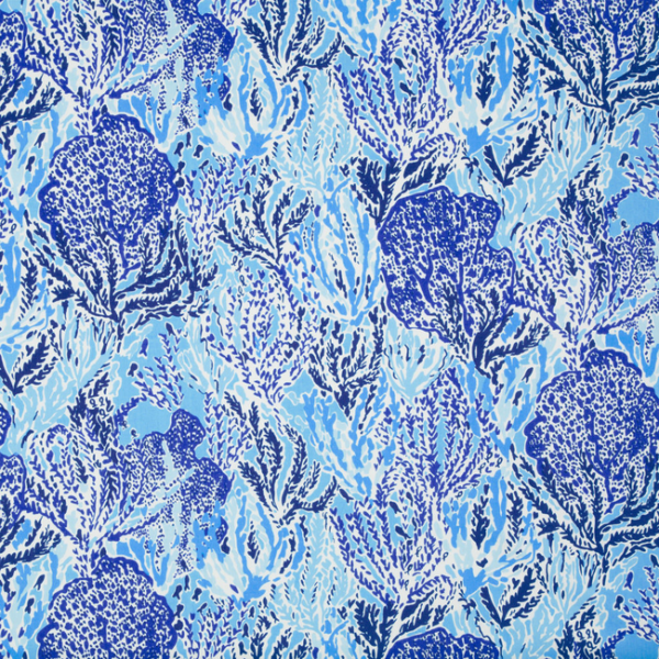 LEE JOFA LILLY PULITZER LET'S CHA CHA - BEACH BLUE upholstery fabric swatch for sample-first furniture planning