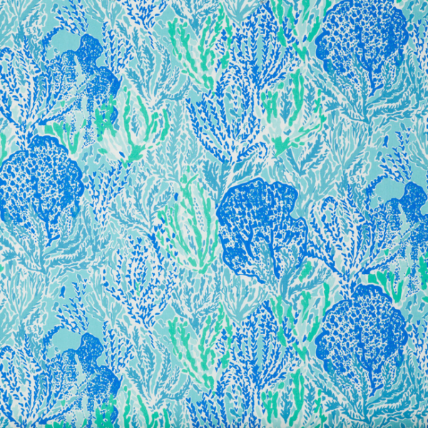 LEE JOFA LILLY PULITZER LET'S CHA CHA - SHORELY BLUE upholstery fabric swatch for sample-first furniture planning