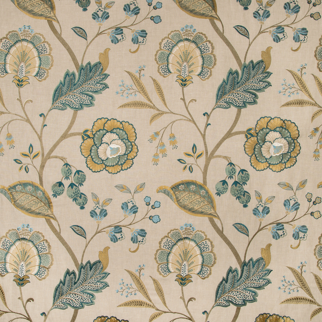 LEE JOFA MANOR HOUSE ASTON EMBROIDERY - TEAL 2019100.113.0