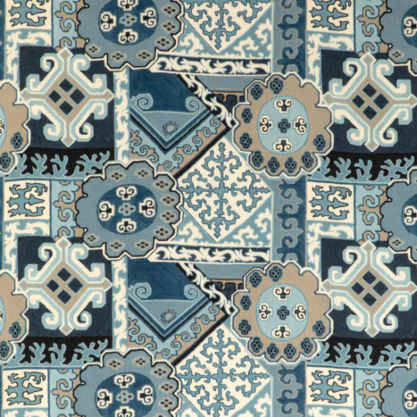 LEE JOFA MINDORO BATANGAS PRINT - BLUE/SLATE upholstery fabric swatch for sample-first furniture planning