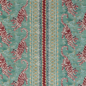 Mindoro Bongol Print - Aqua upholstery fabric swatch