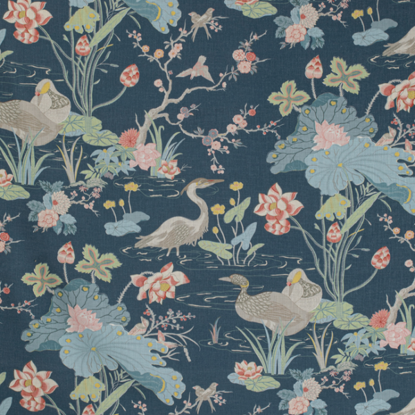 LEE JOFA MINDORO LUZON PRINT - SAPPHIRE upholstery fabric swatch for sample-first furniture planning