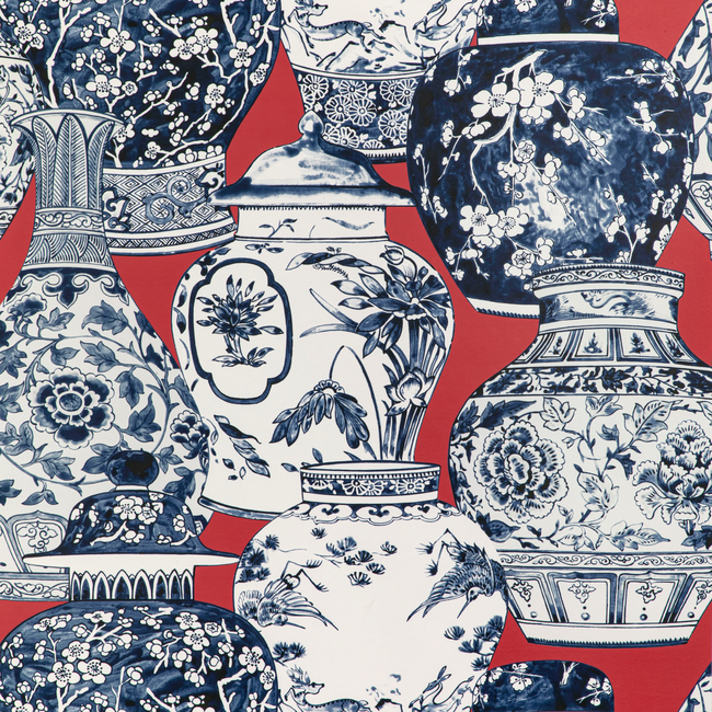 LEE JOFA MINDORO WALLPAPER PANDAN PAPER - CHILI/BLUE P2020108.1950.0