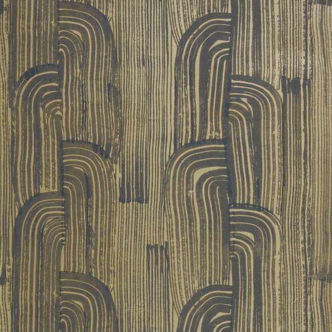 LEE JOFA MODERN KELLY WEARSTLER WALLPAPERS CRESCENT PAPER - EBONY/GOLD GWP-3304.48.0