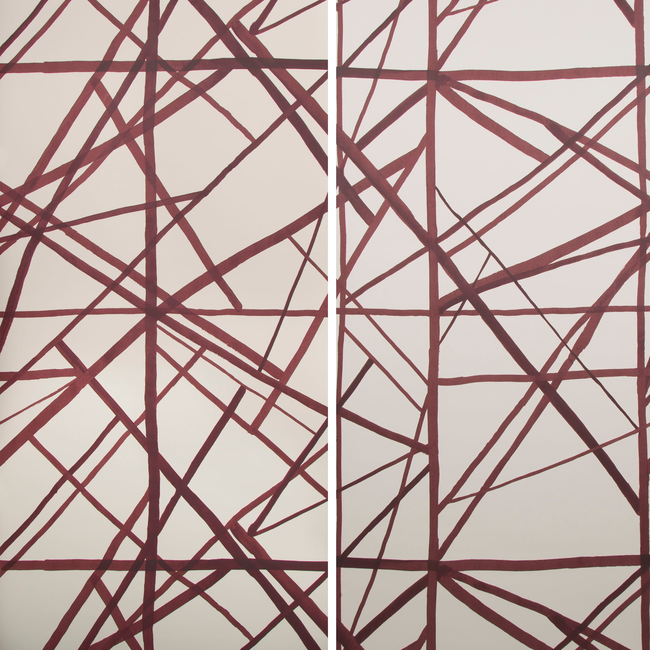 LEE JOFA MODERN KELLY WEARSTLER WALLPAPERS III CHANNELS PAPER - PLUM/OATMEAL GWP-3417.911.0
