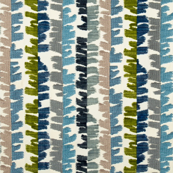 LEE JOFA MODERN PRISM FRACTAL VELVET - BLUE/GREEN upholstery fabric swatch for sample-first furniture planning