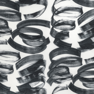 Modern Rhapsody Laryo Print - Ink upholstery fabric swatch