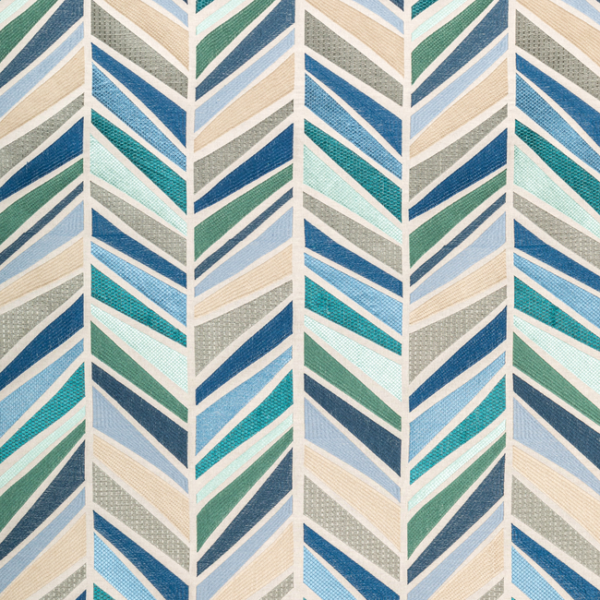 LEE JOFA MODERN RHAPSODY TALA EMBROIDERY - AEGEAN upholstery fabric swatch for sample-first furniture planning